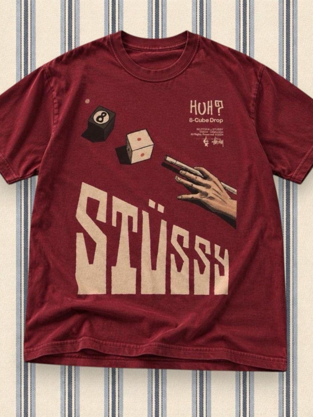 Gildan Maroon STÜSSY Graphic Tee